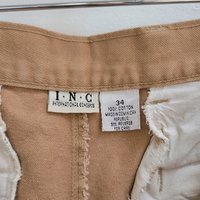 1990 INC distressed pleated khaki shorts, size 34