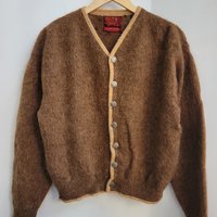 1940 Sears brown shaggy mohair cardigan sweater, medium