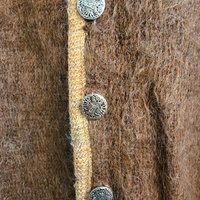 1940 Sears brown shaggy mohair cardigan sweater, medium