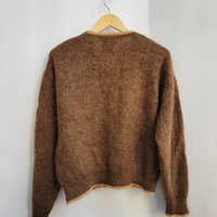 1940 Sears brown shaggy mohair cardigan sweater, medium