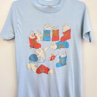 1987 kittens in boots distressed tee shirt, size small