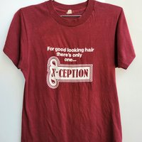 1980 Good Looking Hair burgundy tee shirt, size small