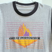 1980 Great Performer grey ringer tee, size medium