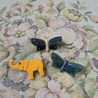 Bakelite butterfly and elephant pins, choose one