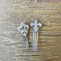 1930's Art Deco rhinestone hair combs and clips, choose one