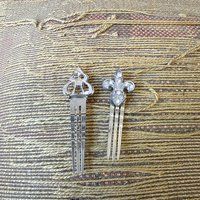1930's Art Deco rhinestone hair combs and clips, choose one