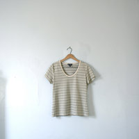 Vintage 90's beige and black striped shirt, size medium / large