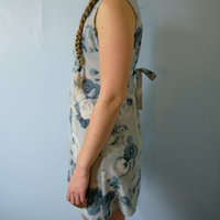 Vintage 90's light blue floral babydoll mini dress, grunge dress, empire waist, size medium