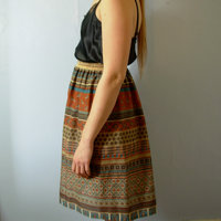 Vintage 80's southwestern tribal skirt, hippie / boho summer skirt, size 10 medium