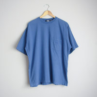 90's blue pocket tee shirt, men's size large
