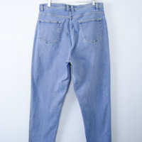 Vintage 90's light blue denim high waisted mom jeans with tapered leg, women's size 16