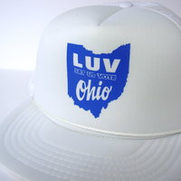 Vintage 70's Let Us Vote Ohio movement white trucker hat snap back, Boyce & Hart