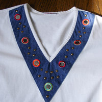 80's bedazzled white tee shirt, women's size medium