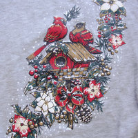 Vintage 90's cute birds Christmas sweatshirt pullover, men's size large