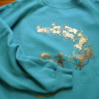 Vintage 80's cute teal Christmas sweatshirt, men's size medium