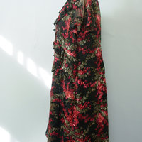 Y2K romantic rose floral silk dress, women's size 1X