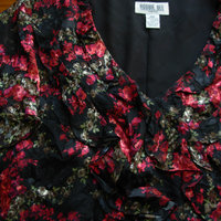 Y2K romantic rose floral silk dress, women's size 1X