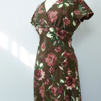 90's brown floral mini dress, women's size medium