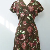 90's brown floral mini dress, women's size medium