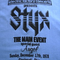 Vintage 70's Styx and Angel shirt Cincinnati Ohio concert band tee, size XL / large