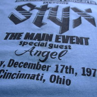 Vintage 70's Styx and Angel shirt Cincinnati Ohio concert band tee, size XL / large