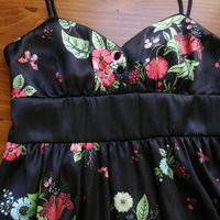 Y2K black floral babydoll mini dress, women's small / xs