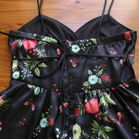 Y2K black floral babydoll mini dress, women's small / xs