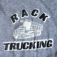 80's Rack Trucking grey henley graphic tee shirt, men's size medium