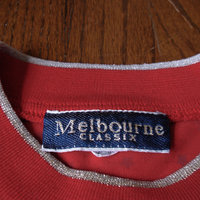 80's red star long sleeved tee shirt with pocket, size large