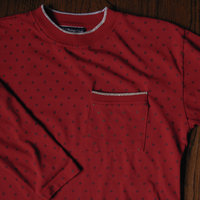 80's red star long sleeved tee shirt with pocket, size large