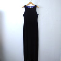 Vintage 90's sleeveless royal blue velvet floor length maxi dress, size medium