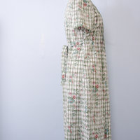 90's floral green plaid dress, women's size medium