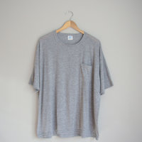80's thin plain grey pocket tee shirt, men's size 2XL