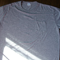 80's thin plain grey pocket tee shirt, men's size 2XL