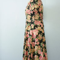 80's floral button up dress, women's size small