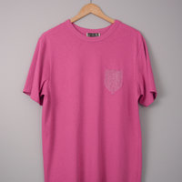 80's plain pink tee shirt with pocket, size medium