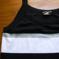 90's black and white striped tank top, women's size 2XL