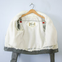 70's grey leather cropped jacket, women's medium / small