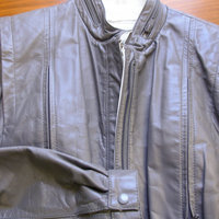 70's grey leather cropped jacket, women's medium / small