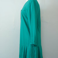 80's teal blue dropped waist pleated dress, women's size medium