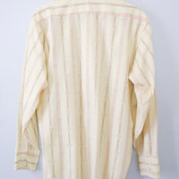 Vintage 70's yellow striped button up shirt with pocket, men's size medium