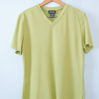 90's NY and CO celery green ribbed knit shirt, women's size medium