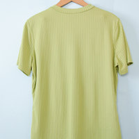 90's NY and CO celery green ribbed knit shirt, women's size medium