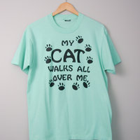 70's My Cat Walks All Over Me tee shirt, size large