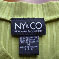 90's NY and CO celery green ribbed knit shirt, women's size medium