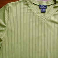 90's NY and CO celery green ribbed knit shirt, women's size medium