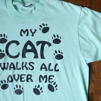 70's My Cat Walks All Over Me tee shirt, size large