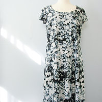 Y2K black and white cyber floral dress, women's size XL