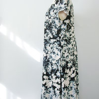 Y2K black and white cyber floral dress, women's size XL