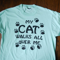 70's My Cat Walks All Over Me tee shirt, size large